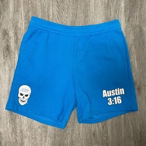 Chalk Line Shorts Mens XL Blue Fleece WWE Stone Cold Steve Austin 3:16 Skull